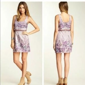 Free People Metallic lavender Dress 4 Lilac Floral Sheath Purple Tribal